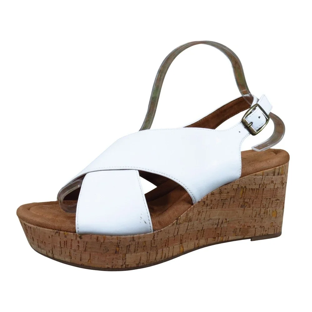 Dream Pairs SDPW2411W Womens‎ Wedge Sandals Size 9 Summer Dressy White Cork